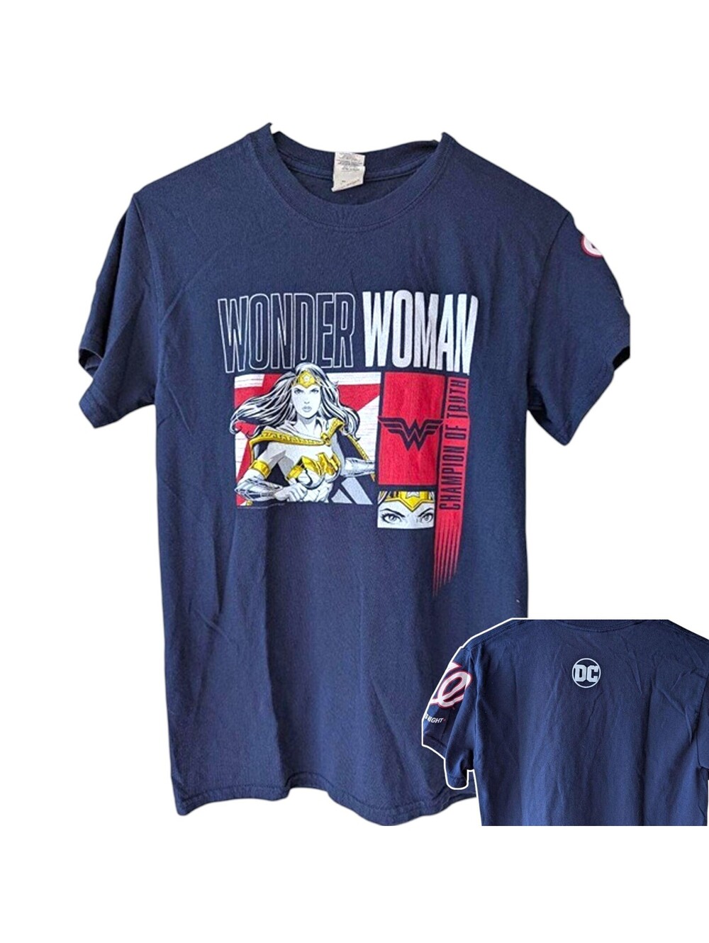 Washington Nationals Wonder Woman T-Shirt Mens Small Navy MLB Promo Tee 17x26.5